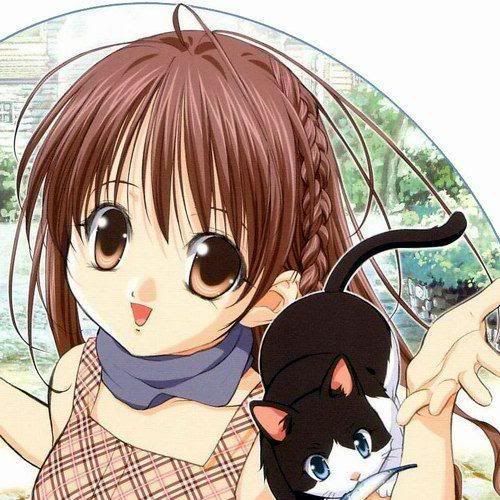 kawaii anime girl brown hair
with a cat Pictures, Images and Photos