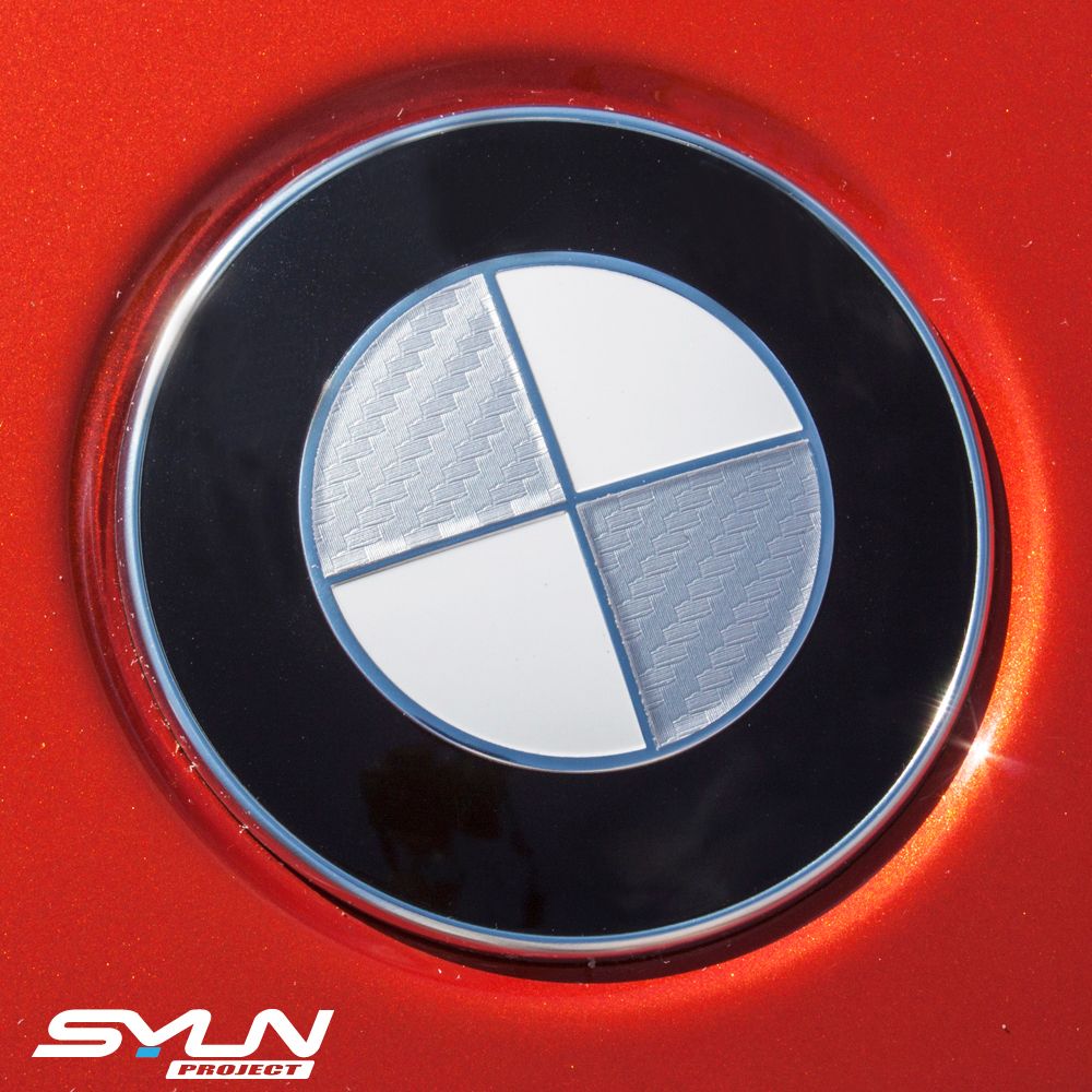 Carbon Silver Vinyl Overlay Hood Trunk Wheel Fender Decal Sticker for BMW Emblem