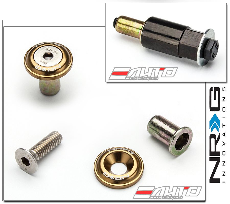 NRG 10pc Universal Titanium Fender Bumper Washer Kit Silver Bolt for