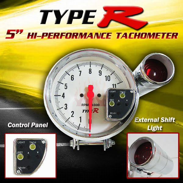 New TypeR 5" Tachometer with Shift Light & 7 Color eBay