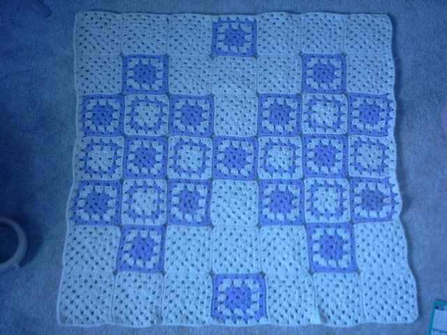 Handmade Crochet Baby Blanket - Purple/White